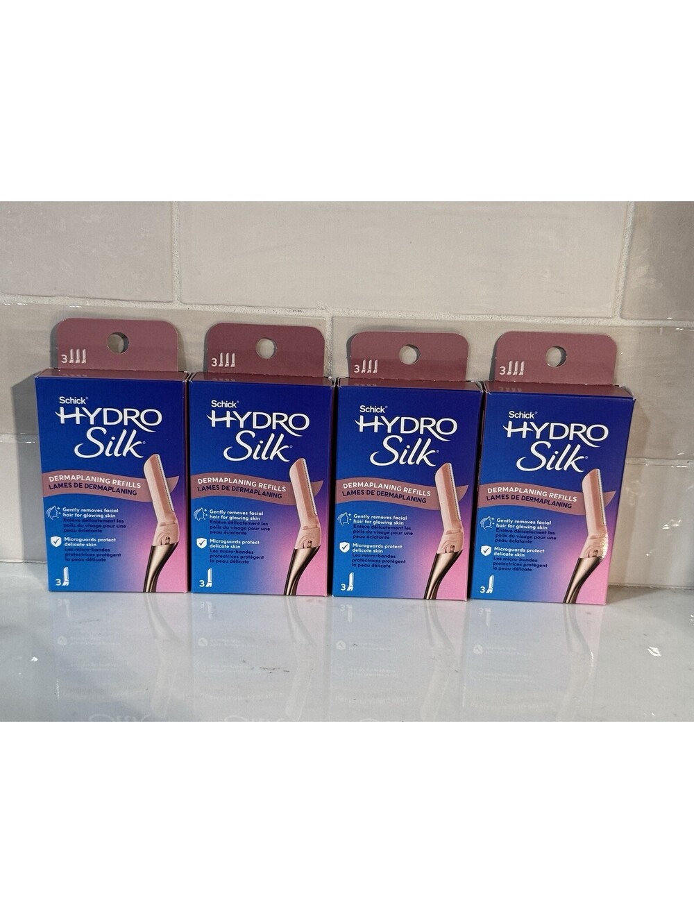 Lot of 4 Schick Women’s Hydro Silk Dermaplaning Wand Razor Refill 3ct